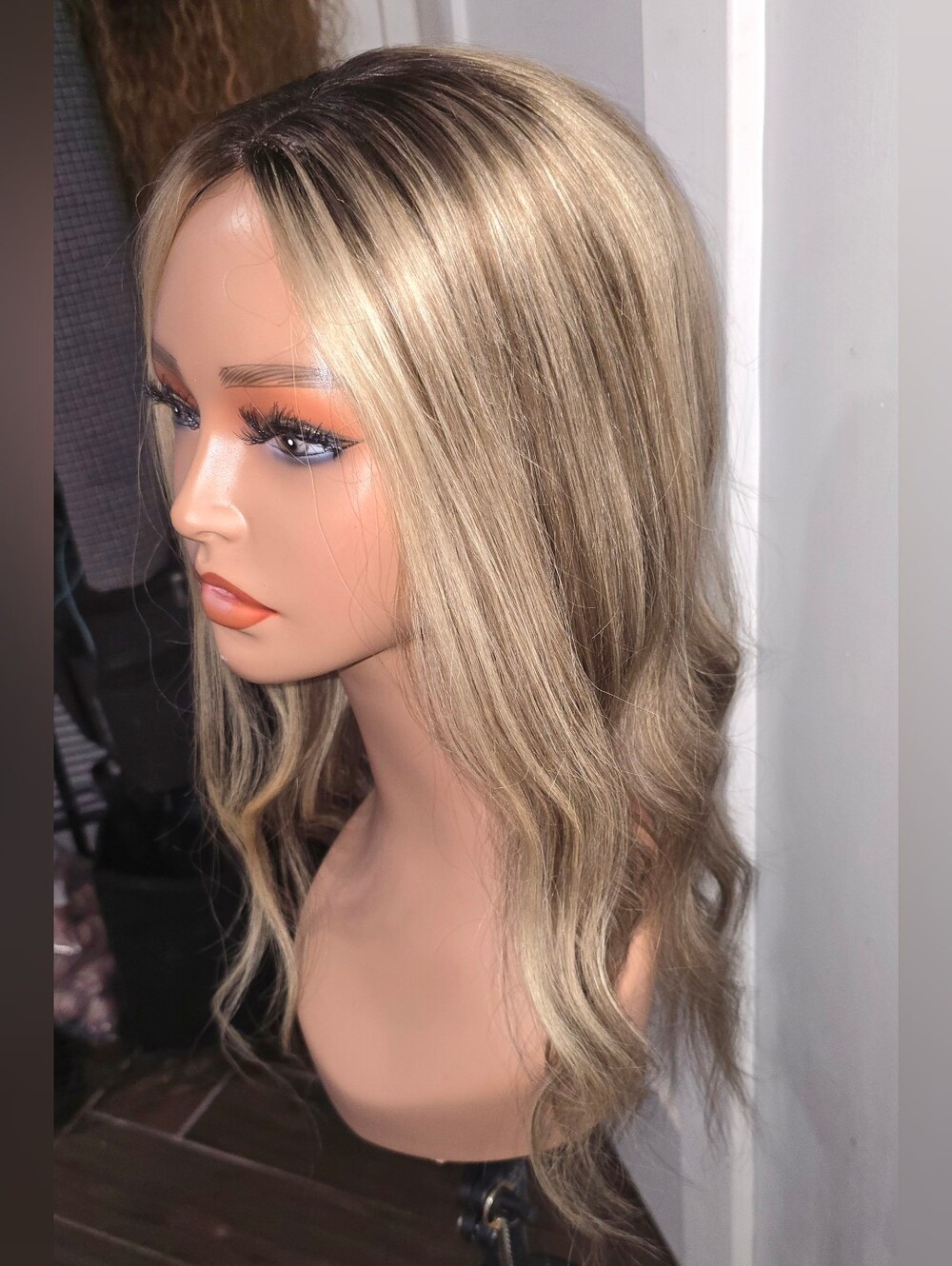 100% Human Hair 20" Blonde Highlighted 7x6 Silk Topper
